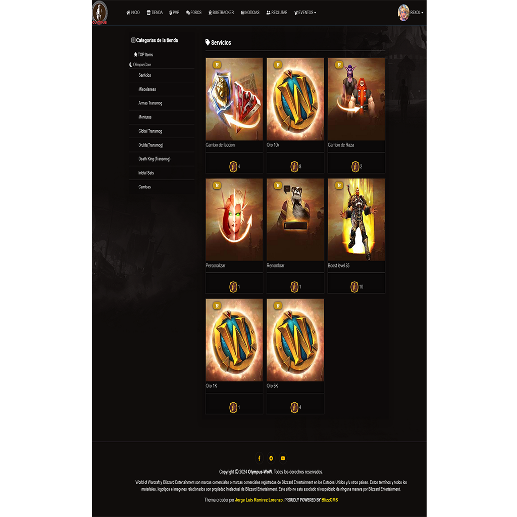 Tienda BlizzCMS